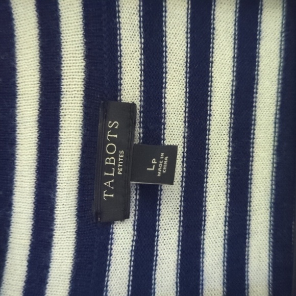 Talbots Blue & White Stripe Lambswool Blend Open Cardigan Size LP - Picture 4 of 6